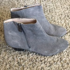 Gray leather boots